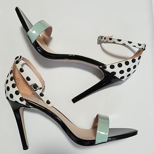 Aldo Aquamarine and Polka dot open toe heels